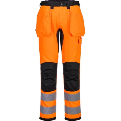 PortWest kalhoty WX2 CD889 Eco Hi-Vis do pasu kapsové výstražné oranžová/černá