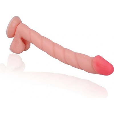 LOLO dlouhé realistické dildo s varlaty a přísavkou přírodní