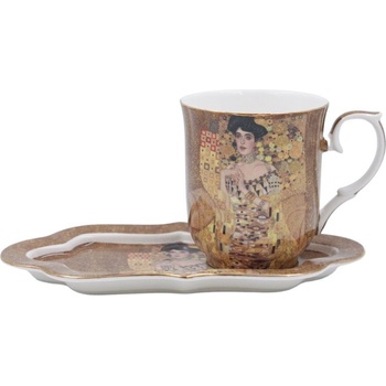HOME ELEMENTS Porcelánový hrnček s podšálkou Klimt Adele 360 ml
