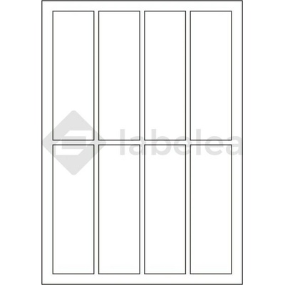 Labelea Samolepiace etikety 43x135 mm biele papierové, na hárku A4, pre laserovú a atramentovú tlač, Farba etikiet Biela, Počet hárkov v balení 100 EPY043135W008S