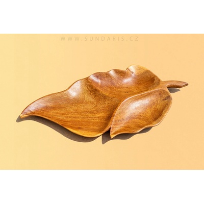 Sundaris Africký Vyřezávaný Talíř z Teaku List 50 cm