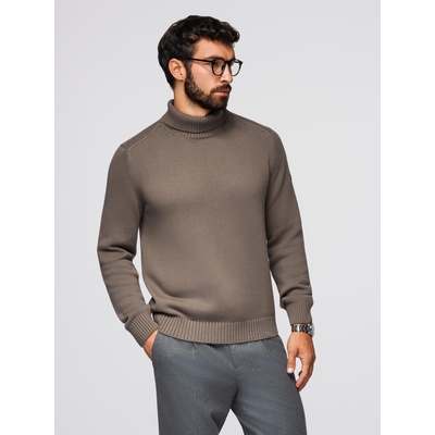 Ombre Clothing Мъжки плетен пуловер Golf - сивокафяв V1 OM-SWTN-0163 Ombre Clothing Ombre Clothing | Kafyav | МЪЖЕ | S