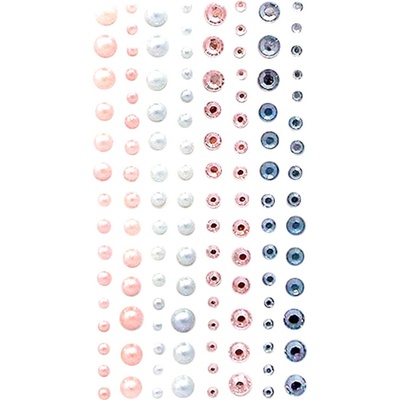 DP Craft Samolepky kamínky a perly, 120 ks SWEET PINK & modré