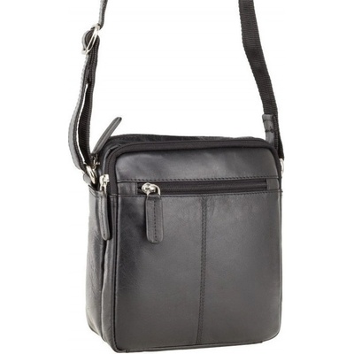 Značková pánska kožená taška cez rameno čierna KT186