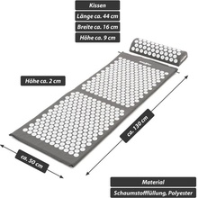 MAXXIVA Akupresurní podložka s polštářem 130 x 50 cm šedá