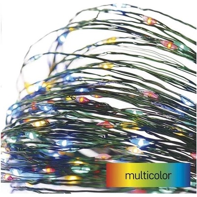 EMOS LED vianočná nano reťaz zelená 15 m vonkajšia aj vnútorná multicolor časovač