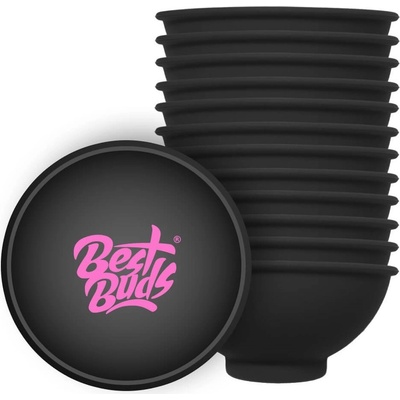 Best Buds Silikónová miska na miešanie čierna s ružovým logom7 cm