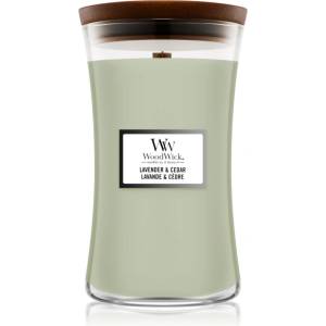 WoodWick Lavender & Cedar ароматна свещ с дървен фитил 610 гр