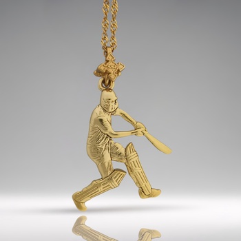 Image 1 of Крикет - Мъжки спортен медальон с позлатено покритие - Сребро 925 - Ръчно изработено спортно бижу/талисман - Идеален подарък за спортист - ssj