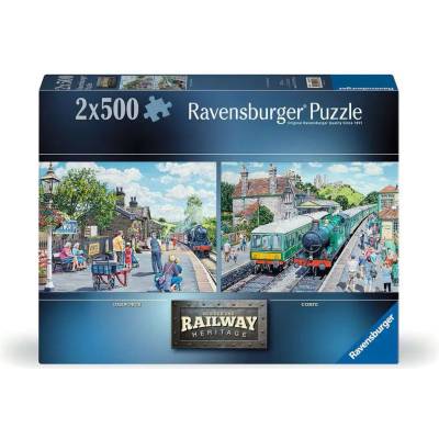 Ravensburger - Puzzle 2x500 Railway Heritage No. 1 - Corfe Station & Oakworth Station - 500 piese