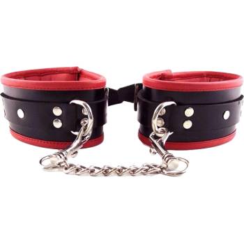 ostatní ROUGE Leather Padded Wrist Cuffs Black and Red