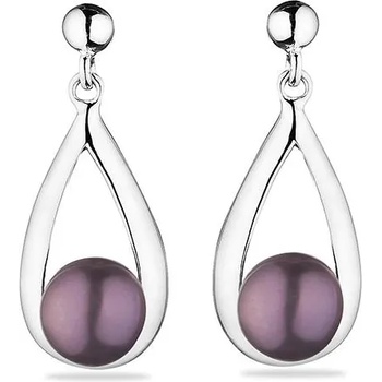 Image 1 of Swan Сребърни обици със сладководни черни перли GE003B Swan