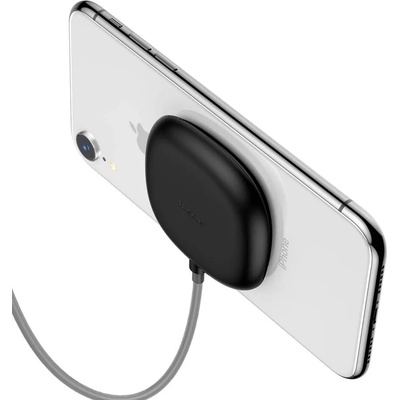 Baseus Suction Cup Wireless Charger - залепяща се подложка (пад) за безжично зареждане с USB кабел (черен)