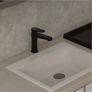 Inter Ceramic Стоящ смесител за умивалник ICF 195053B, месинг, черен мат, 16.2x15.2см (195053B)
