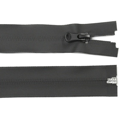 Voděodolný zip 70cm rozepínací černý matný
