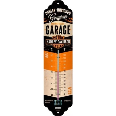NOSTALGIC ART teploměr HARLEY-DAVIDSON GARAGE black/orange