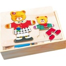 Dřevěné hračky Bino Šatní skříň Medvědice a medvídě