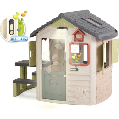Smoby Domček s piknikovým stolom Jura Lodge Life s kŕmidlom pre vtáčiky