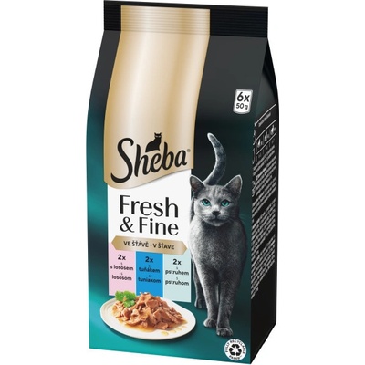 Sheba Fresh & Fine in Gravy s Lososem Tuňákem a Pstruhem 6 x 50 g