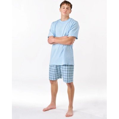 Gina pánské pyžamo krátké pánské šité s potiskem pyžama 2025 79188P pomnenková bílá