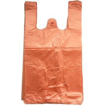 Mikroténová taška, extra silná, nosnosť 4 kg, dĺžka 47 cm, šírka 25 cm, záložka 12 cm, oranžová, 100 ks
