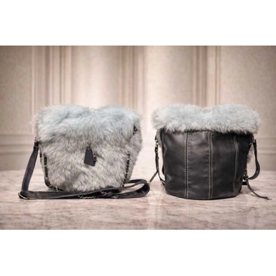 Max Original Leather Dámska kožušinová kabelka fox blk/grey
