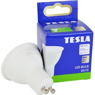 TESLA lighting Tesla LED žárovka GU10, 8W, 230V, 806lm, 25 000h, 3000K teplá bílá, 100st