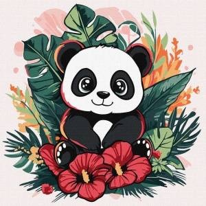 Ideyka Painting by numbers 30x30cm for kids KHO1261 Panda in the tropics AP0085