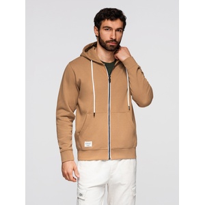 Ombre Clothing Мъжко памучно суитшърт BASIC с качулка - кафяво V2 OM-SSBZ-0272 Ombre Clothing Ombre Clothing | Kafyav | МЪЖЕ | S