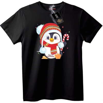 NOONEBRAND Тениска Весел коледен пингвин - XS, White