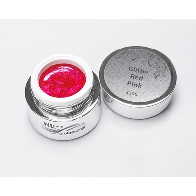 NL nails professional Uv Led barevný gel glitter red pink 5ml
