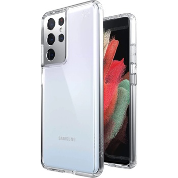 Speck Presidio Perfect Clear Case - удароустойчив хибриден кейс за Samsung Galaxy S21 Ultra (прозрачен)