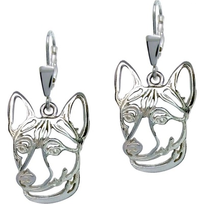 Strieborne Tlapky Basenji strieborné náušnice 679