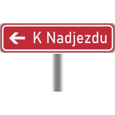 Dopravní značka Směrník jednostranný IS22c Označení názvu ulice vlevo