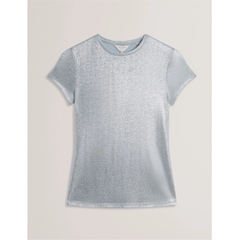 Ted Baker Тениска Ted Baker Women's Metallic Short Sleeve Slim Fit T-Shirt - Blue