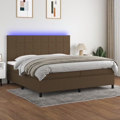 vidaXL 11461.3134904 Boxspring postel s matrací a LED tmavě hnědá textil