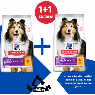 Hill's Science Plan Sensitive Stomach & Skin pre dospelých psov s kuracím 2,5 kg