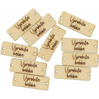 Natana drevený štítok 10 kusov 3x1cm Vyrobila babka