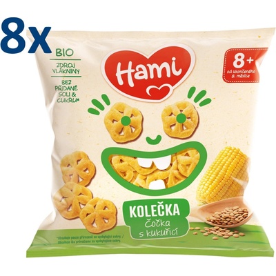 Hami Bio šošovicové chrumky s kukuricou 10+ 8 × 20 g