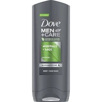 Dove Men + Care Minerals + Sage 2в1 душ гел за лице и тяло 250 ml за мъже