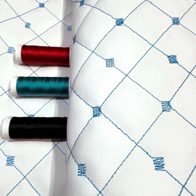 Ekokoža MIX 3x3 cm, prešívaná, farba Bielo- Tyrkysová, metráž 145 cm
