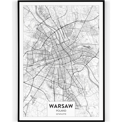 Plakát / Obraz Mapa Warsaw 30 x 40 cm Tiskové plátno