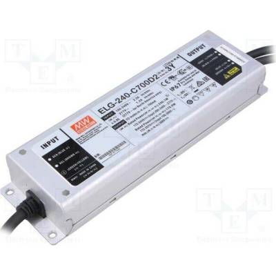MEAN WELL ELG-240-C700D2-3Y Napájecí zdroj: spínaný; LED; 240,1W; 172÷343VDC; 700mA; IP67; 93%