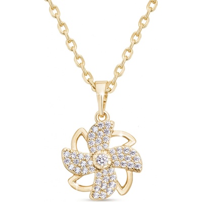 Biju Pozlacený řetízek 14k zlatem, kytka se zirkony 3002055