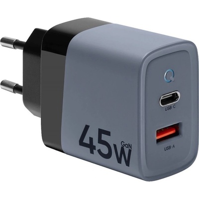 Tactical GaN Microgrid Wall Charger 45W - захранване за ел. мрежа с USB-A и USB-C изходи с технология за бързо зареждане (сив)