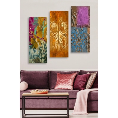 ASIR Obraz na MDF 3ks BAREVNÉ ZNAKY 20 x 50 cm