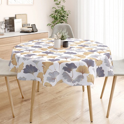 Goldea kulatý ubrus bavlněné plátno listy ginkgo 60 cm