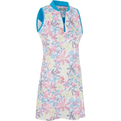 Callaway Womens Chev Floral Dress With Back Flounce Brilliant White
