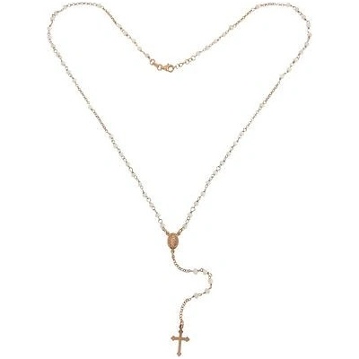 InfinitySilver Strieborný ruženec pozlátený s bielymi korálikmi SN16171956+