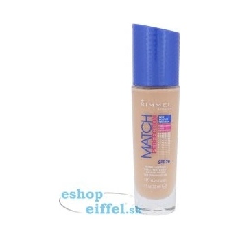 Rimmel London Match Perfection SPF20 tekutý make-up 101 Classic Ivory 30 ml